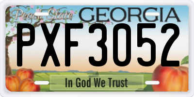 GA license plate PXF3052