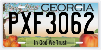 GA license plate PXF3062