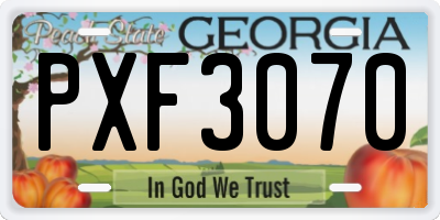 GA license plate PXF3070