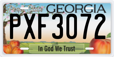 GA license plate PXF3072