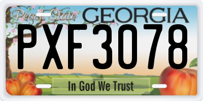 GA license plate PXF3078