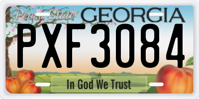 GA license plate PXF3084