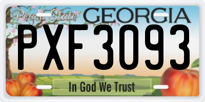 GA license plate PXF3093