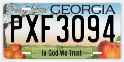 GA license plate PXF3094