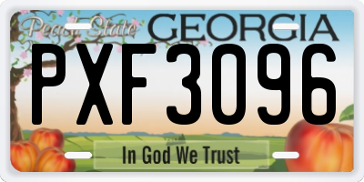 GA license plate PXF3096