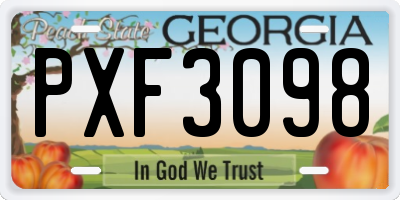 GA license plate PXF3098