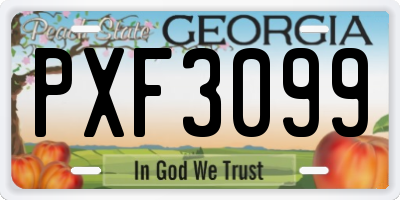 GA license plate PXF3099