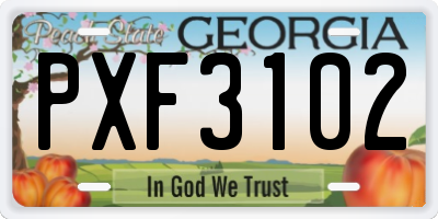 GA license plate PXF3102