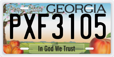 GA license plate PXF3105