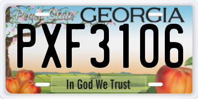 GA license plate PXF3106