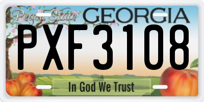 GA license plate PXF3108