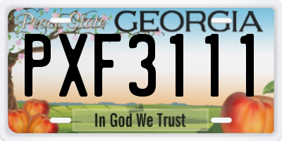 GA license plate PXF3111