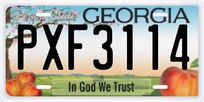 GA license plate PXF3114