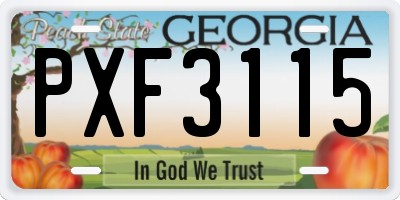 GA license plate PXF3115