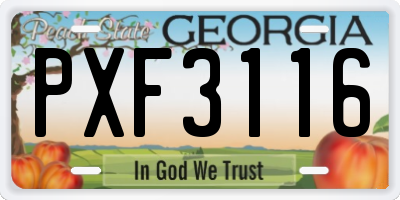 GA license plate PXF3116