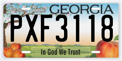 GA license plate PXF3118
