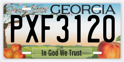 GA license plate PXF3120