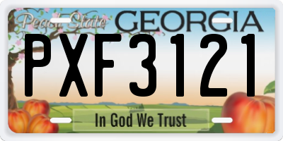 GA license plate PXF3121