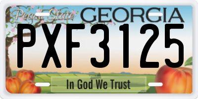 GA license plate PXF3125
