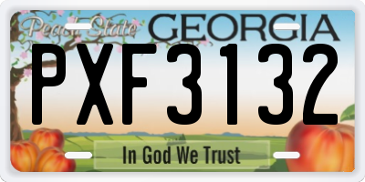 GA license plate PXF3132