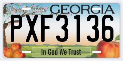 GA license plate PXF3136