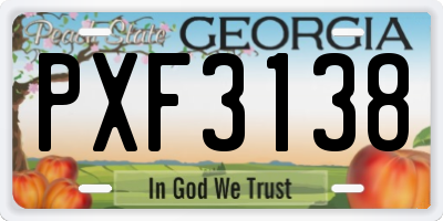 GA license plate PXF3138