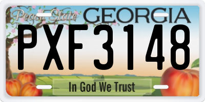 GA license plate PXF3148