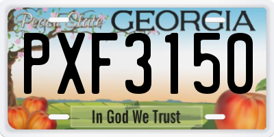 GA license plate PXF3150