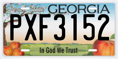 GA license plate PXF3152