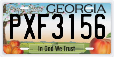GA license plate PXF3156
