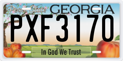 GA license plate PXF3170