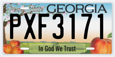 GA license plate PXF3171