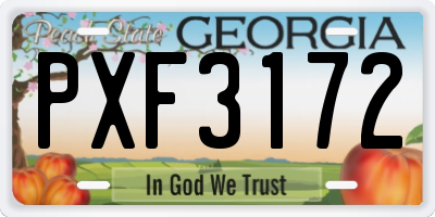 GA license plate PXF3172