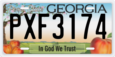 GA license plate PXF3174