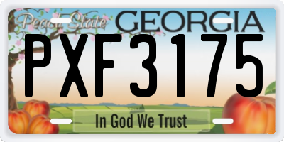GA license plate PXF3175