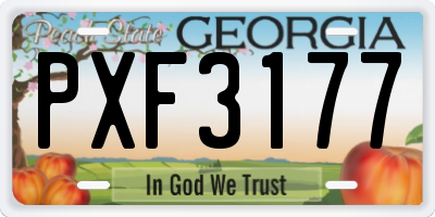 GA license plate PXF3177
