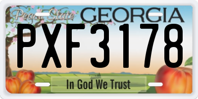 GA license plate PXF3178