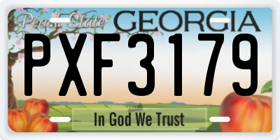 GA license plate PXF3179