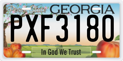 GA license plate PXF3180