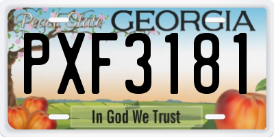 GA license plate PXF3181