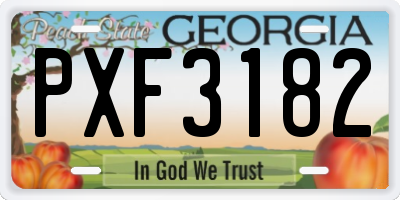 GA license plate PXF3182