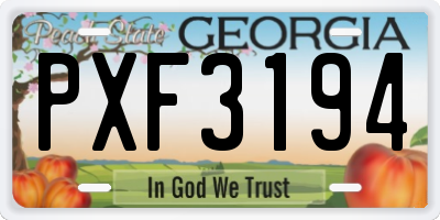 GA license plate PXF3194