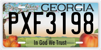 GA license plate PXF3198