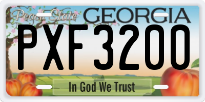 GA license plate PXF3200