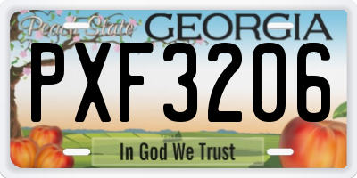 GA license plate PXF3206