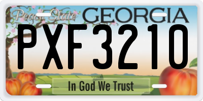 GA license plate PXF3210