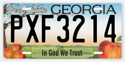 GA license plate PXF3214