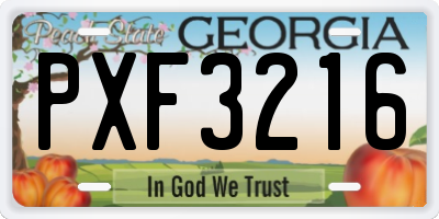 GA license plate PXF3216