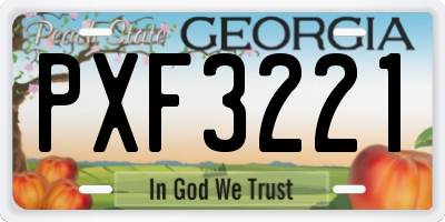 GA license plate PXF3221