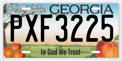 GA license plate PXF3225